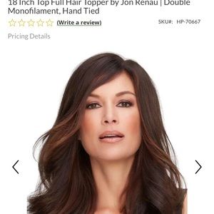 Top Full Hair Topper by Jon Renau | Double Monofilament, Hand Tied